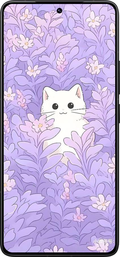 Силіконовий чехол Котик в цветах для Xiaomi Redmi K80 Pro - 6390u-4145 изображение 