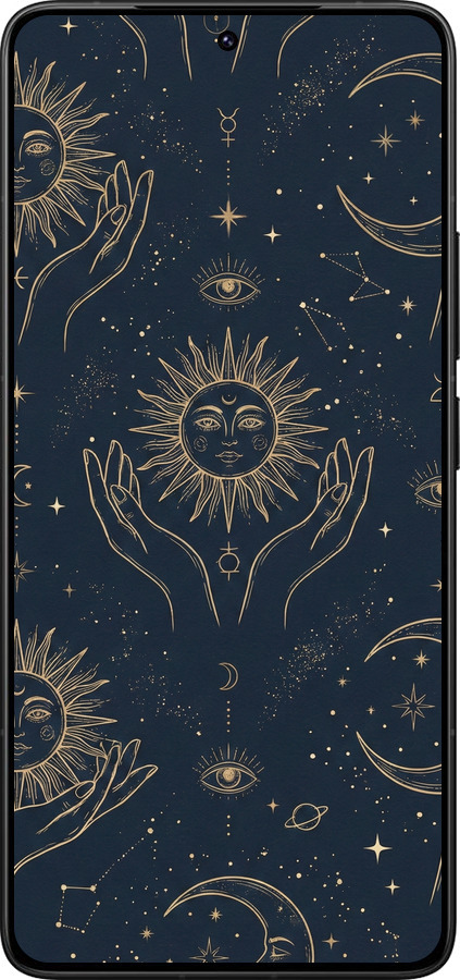 Силіконовий чехол Celestial Harmony: Sun & Moon Gold Mystic Pattern для Xiaomi Redmi K80 Pro - 6778u-4145 изображение 