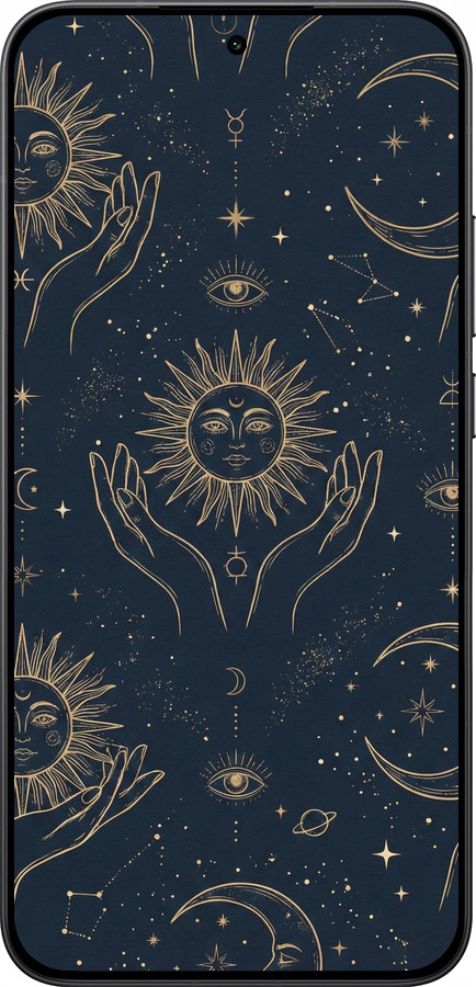 Силиконовый чехол Celestial Harmony: Sun & Moon Gold Mystic Pattern для Xiaomi POCO F7 - 6778u-4228 изображение 