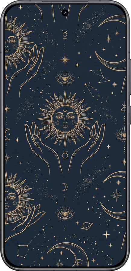 Силіконовий чехол Celestial Harmony: Sun & Moon Gold Mystic Pattern для Xiaomi Redmi K90 5G - 6778u-4237 изображение 