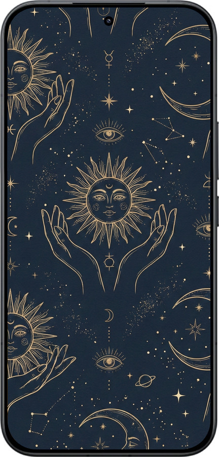 Силиконовый чехол Celestial Harmony: Sun & Moon Gold Mystic Pattern для Xiaomi Redmi K90 Pro Max 5G - 6778u-4236 изображение 