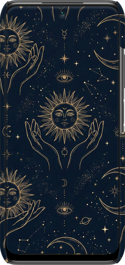 3D пластиковий матовий чехол Celestial Harmony: Sun & Moon Gold Mystic Pattern для Xiaomi Poco M3 Pro - 6778m-2369 изображение 
