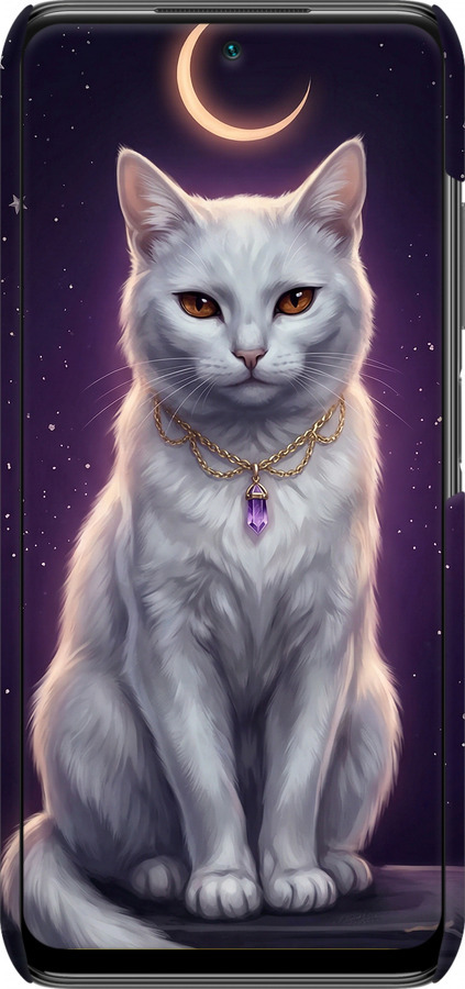 3D пластиковый матовый чехол Mystic White Cat Gothic Dark Purple Gold для Xiaomi Redmi Note 10 5G - 6805m-2556 изображение 