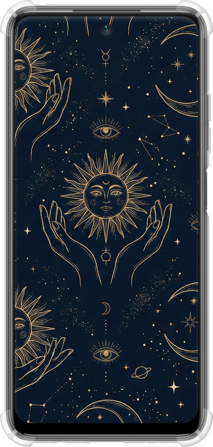 Силіконовий протиударний с посиленими кутами чехол Celestial Harmony: Sun & Moon Gold Mystic Pattern для Xiaomi Redmi Note 10 5G - 6778sp-2556 изображение 