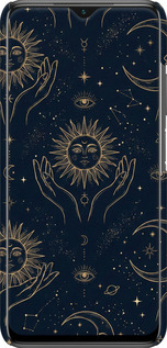 3D пластиковый матовый чехол Celestial Harmony: Sun & Moon Gold Mystic Pattern для Xiaomi Poco M3 - 6778m-2200 изображение 
