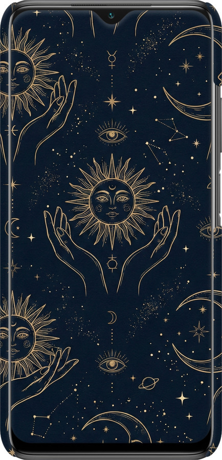 3D пластиковый матовый чехол Celestial Harmony: Sun & Moon Gold Mystic Pattern для Xiaomi Poco M3 - 6778m-2200 изображение 