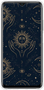 Силикон с усиленными углами чехол Celestial Harmony: Sun & Moon Gold Mystic Pattern для Xiaomi Poco M3 - 6778sp-2200 изображение 