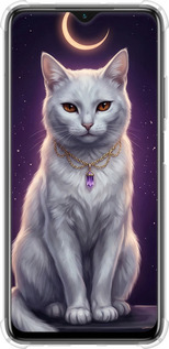 Силикон с усиленными углами чехол Mystic White Cat Gothic Dark Purple Gold для Xiaomi Poco M3 - 6805sp-2200 изображение 