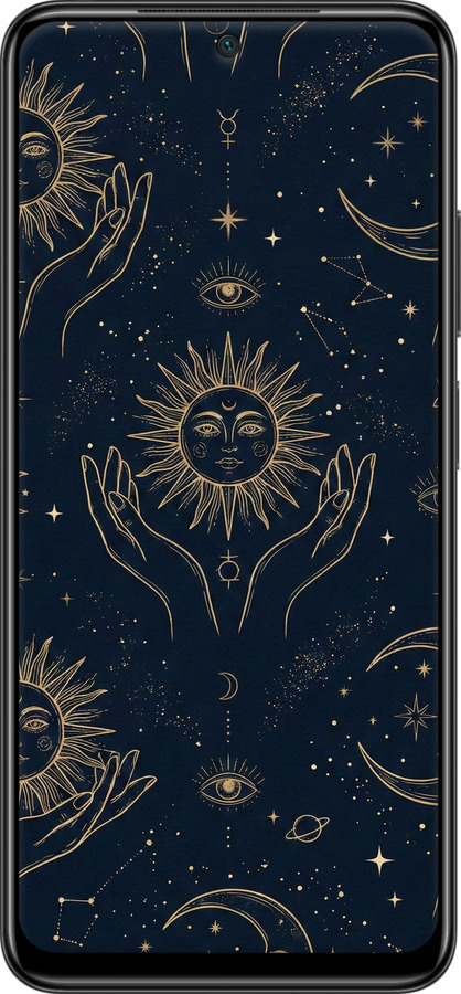 TPU чехол Celestial Harmony: Sun & Moon Gold Mystic Pattern для Xiaomi Poco M4 Pro - 6778b-2592 изображение 