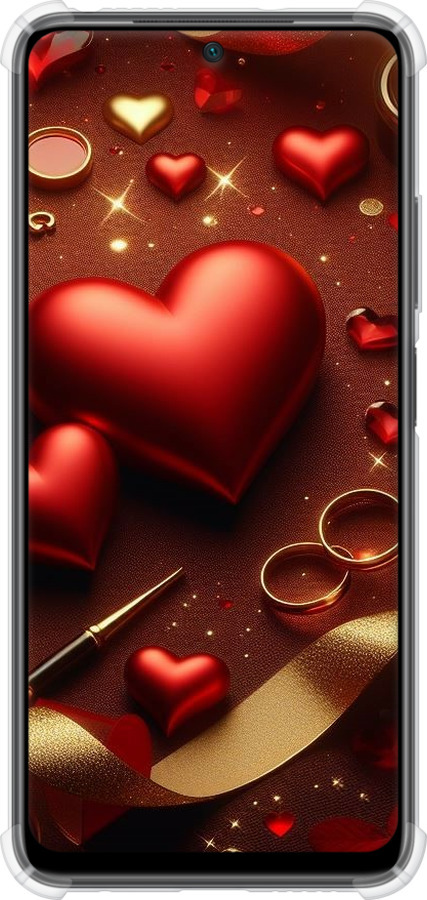 Силикон с усиленными углами чехол Сердечки v3 для Xiaomi Poco M4 Pro - 5833sp-2592 изображение 