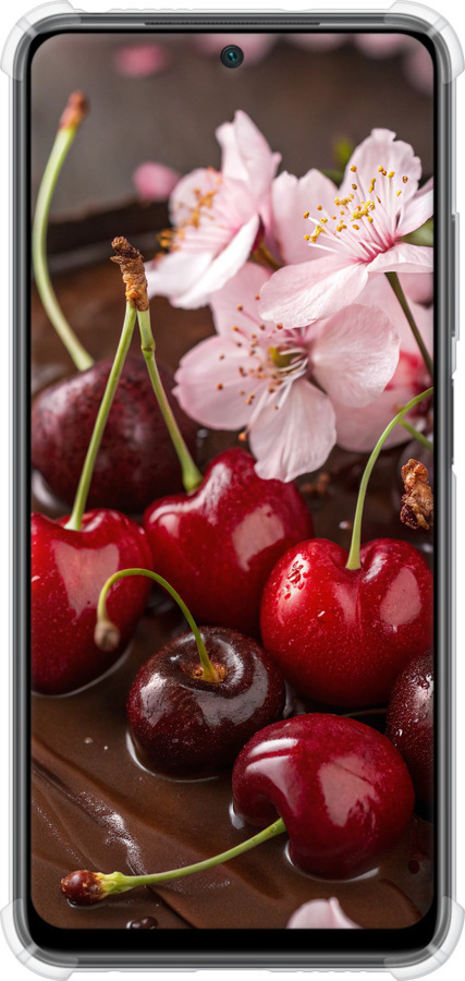 Силикон с усиленными углами чехол Вишня в шоколаде для Xiaomi Poco M4 Pro - 6698sp-2592 изображение 