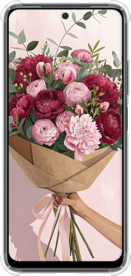 Силіконовий протиударний с посиленими кутами чехол Півонії 1 для Xiaomi Poco M4 Pro - 6705sp-2592 изображение 