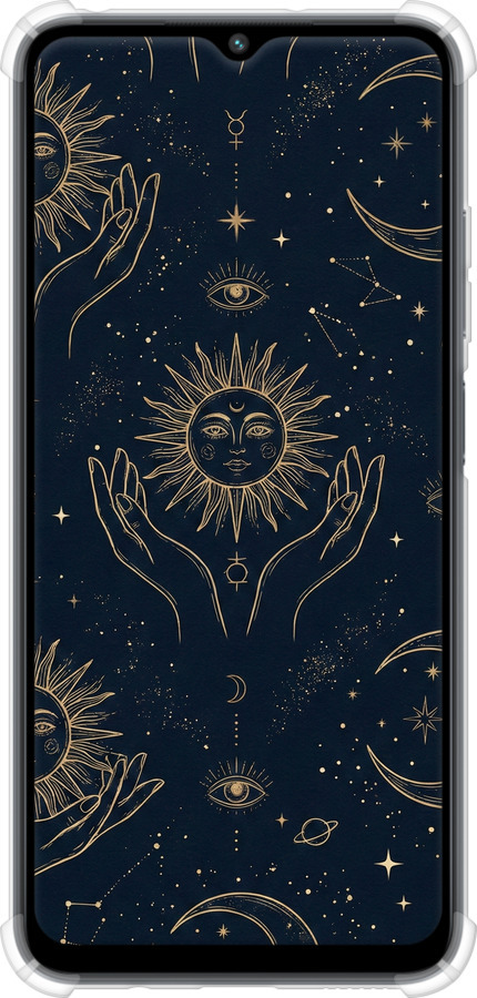 Силикон с усиленными углами чехол Celestial Harmony: Sun & Moon Gold Mystic Pattern для Xiaomi Poco M5 - 6778sp-2767 изображение 