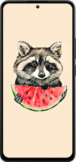 Силиконовый чехол Енотик с арбузом для Xiaomi Poco M7 Pro 5G - 4605u-3942 изображение 