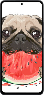 Силиконовый чехол Мопс и арбуз для Xiaomi Poco M7 Pro 5G - 4665u-3942 изображение 
