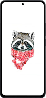 Силиконовый чехол Енот в шарфе для Xiaomi Poco M7 Pro 5G - 4688u-3942 изображение 