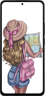 Силиконовый чехол Девушка с картой для Xiaomi Poco M7 Pro 5G - 4704u-3942 изображение 