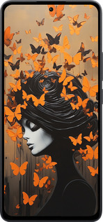 Силиконовый чехол Чехол для телефона Девушка с оранжевыми бабочками для Xiaomi Poco M7 Pro 5G - 5940u-3942 изображение 