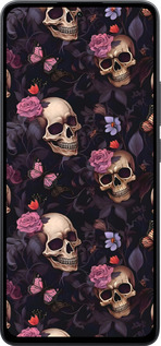 Силиконовый чехол Черепа и розы для Xiaomi Poco M7 Pro 5G - 6316u-3942 изображение 