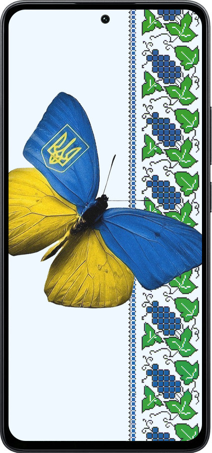 Силиконовый чехол Желто-голубая бабочка для Xiaomi Poco M7 Pro 5G - 1054u-3942 изображение 