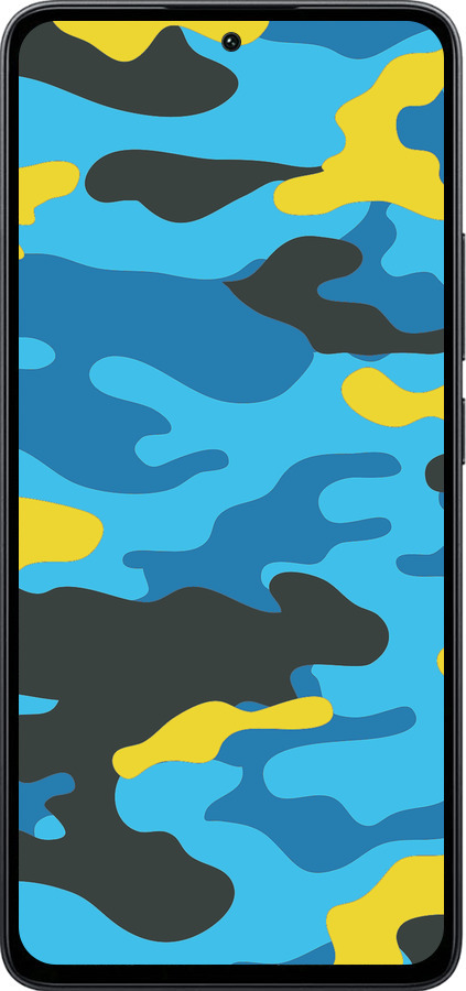 Силиконовый чехол Желто-голубой камуфляж для Xiaomi Poco M7 Pro 5G - 1084u-3942 изображение 