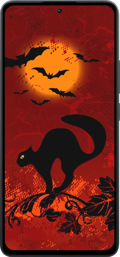 Силиконовый чехол Чёрная кошка под луной для Xiaomi Poco M7 Pro 5G - 1190u-3942 изображение 