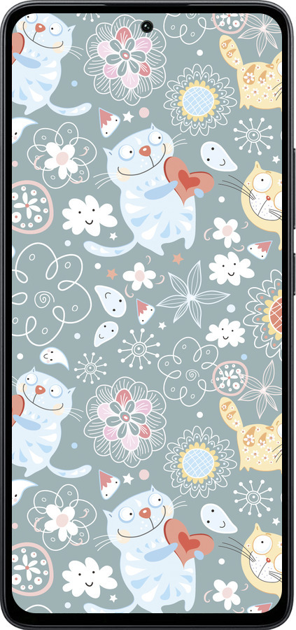 Силиконовый чехол Котята v3 для Xiaomi Poco M7 Pro 5G - 1223u-3942 изображение 