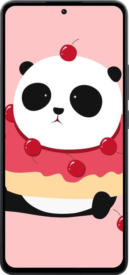 Силіконовий чехол Панда з пончиком для Xiaomi Poco M7 Pro 5G - 3991u-3942 изображение 