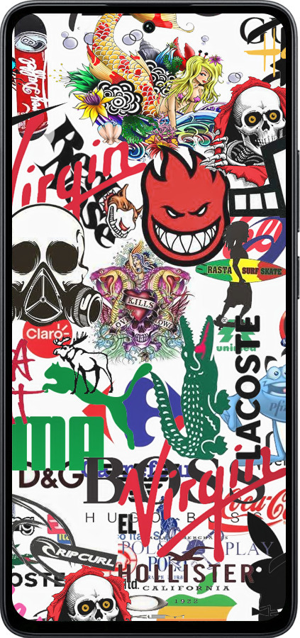 Силиконовый чехол Many different logos для Xiaomi Poco M7 Pro 5G - 4022u-3942 изображение 