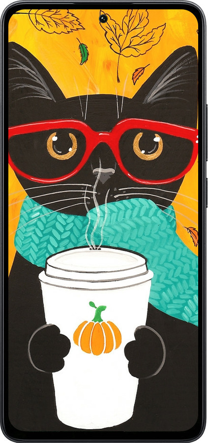 Силиконовый чехол Осенний кот для Xiaomi Poco M7 Pro 5G - 4026u-3942 изображение 