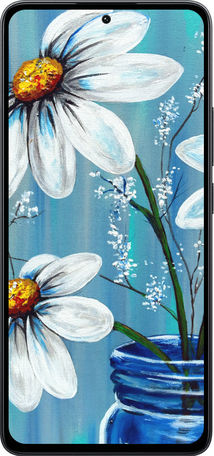 Силиконовый чехол Красивые арт-ромашки для Xiaomi Poco M7 Pro 5G - 4031u-3942 изображение 