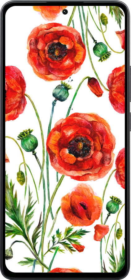 Силіконовий чехол Намальовані маки для Xiaomi Poco M7 Pro 5G - 4278u-3942 изображение 