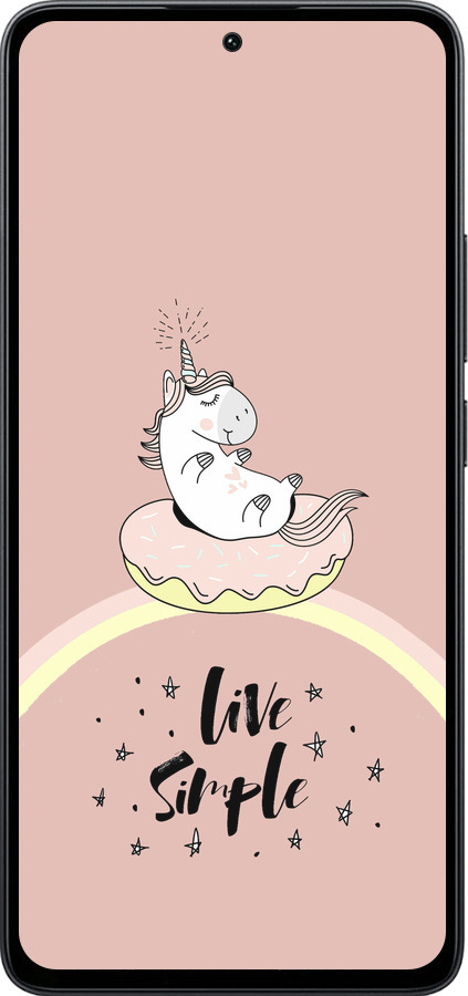 Силиконовый чехол Единорожка в пончике для Xiaomi Poco M7 Pro 5G - 4282u-3942 изображение 