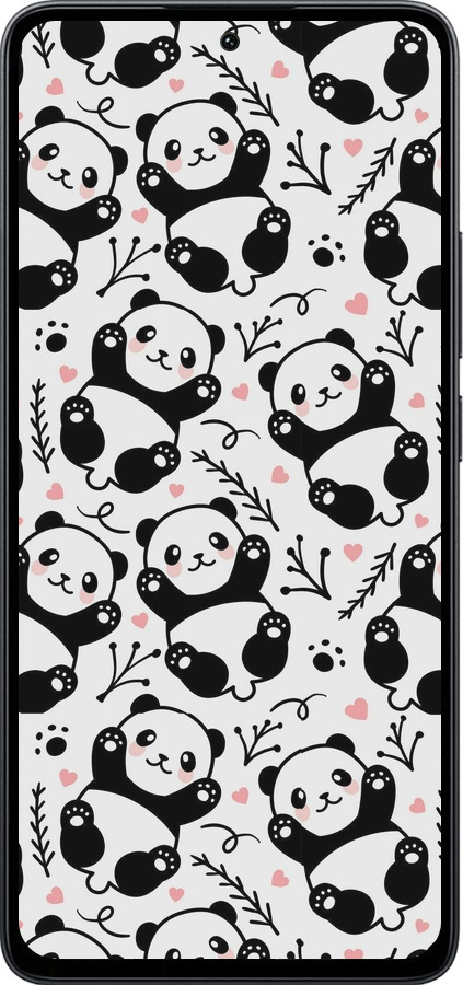 Силиконовый чехол Панды для Xiaomi Poco M7 Pro 5G - 4318u-3942 изображение 