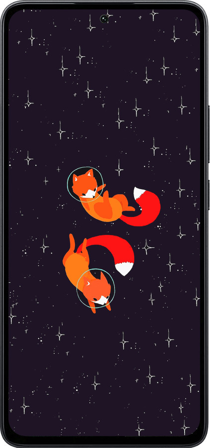 Силиконовый чехол Лисички в космосе для Xiaomi Poco M7 Pro 5G - 4519u-3942 изображение 