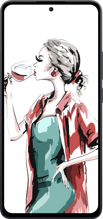 Силиконовый чехол Девушка с бокалом для Xiaomi Poco M7 Pro 5G - 4662u-3942 изображение 