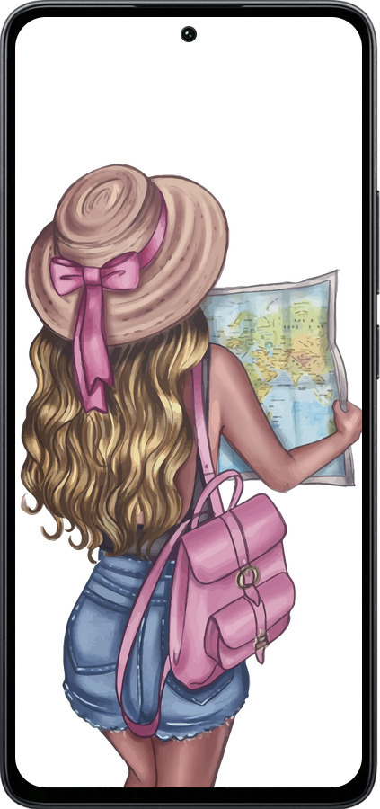 Силиконовый чехол Девушка с картой для Xiaomi Poco M7 Pro 5G - 4704u-3942 изображение 