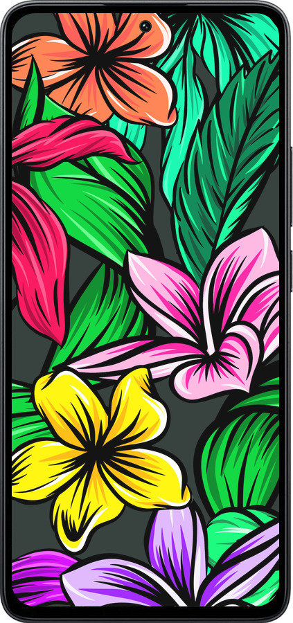 Силиконовый чехол Тропические цветы 1 для Xiaomi Poco M7 Pro 5G - 4753u-3942 изображение 