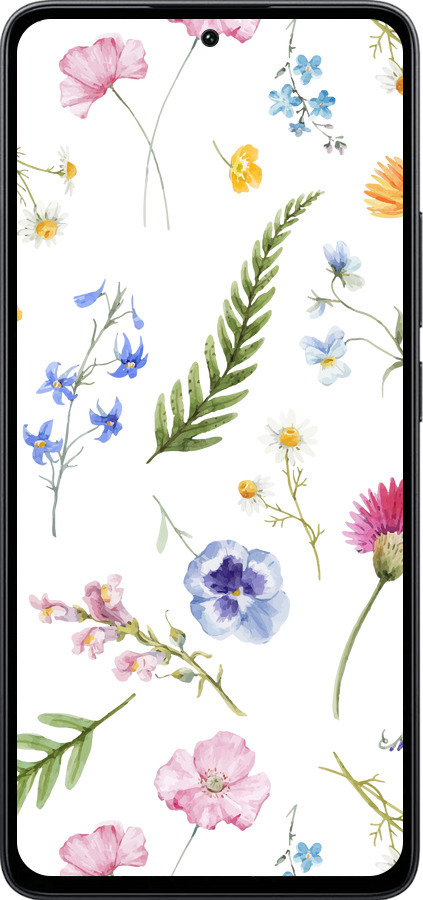 Силиконовый чехол Цветочный фон v2 для Xiaomi Poco M7 Pro 5G - 5472u-3942 изображение 