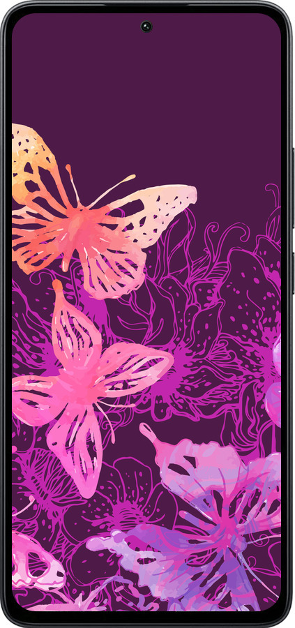 Силиконовый чехол Бабочки v2 для Xiaomi Poco M7 Pro 5G - 5475u-3942 изображение 