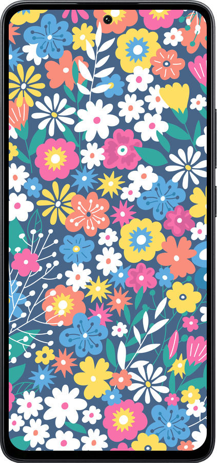 Силиконовый чехол Цветочный фон v4 для Xiaomi Poco M7 Pro 5G - 5494u-3942 изображение 