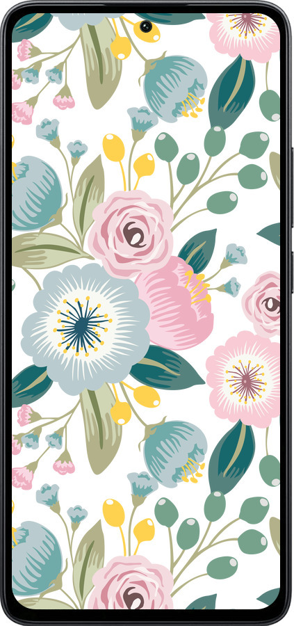 Силиконовый чехол Цветочные обои v2 для Xiaomi Poco M7 Pro 5G - 5602u-3942 изображение 