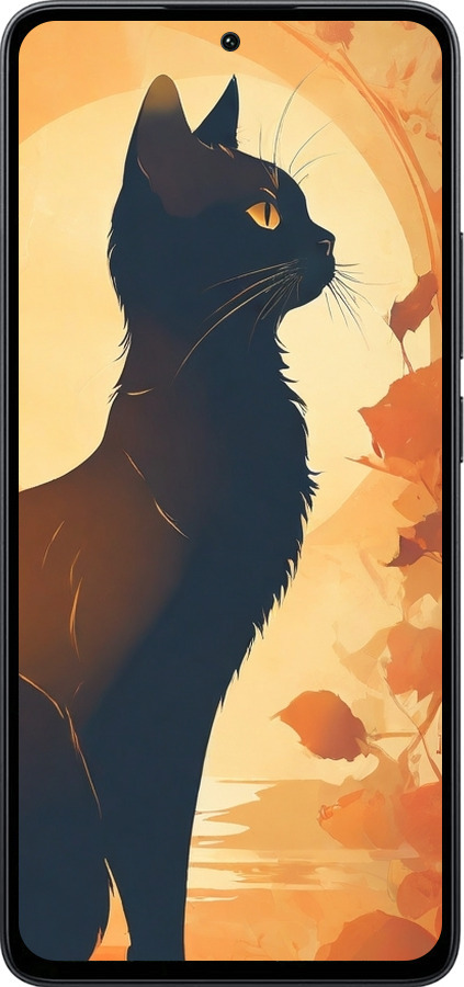 Силиконовый чехол Черная кошка v2 для Xiaomi Poco M7 Pro 5G - 5830u-3942 изображение 