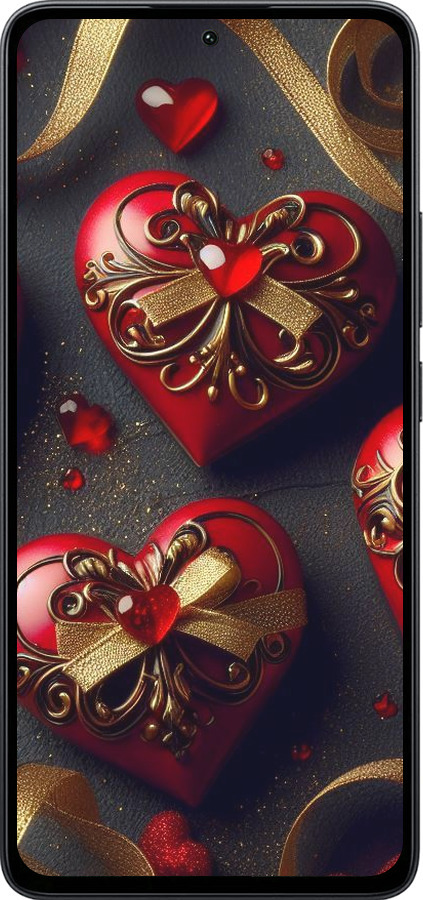 Силиконовый чехол Сердечки v4 для Xiaomi Poco M7 Pro 5G - 5834u-3942 изображение 