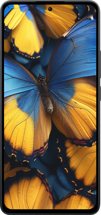 Силиконовый чехол Желто-голубые бабочки для Xiaomi Poco M7 Pro 5G - 6046u-3942 изображение 