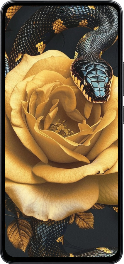 Силіконовий чехол Black snake and golden rose для Xiaomi Poco M7 Pro 5G - 6068u-3942 изображение 