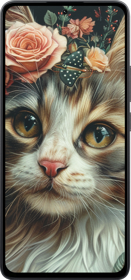 Силиконовый чехол Cats and flowers для Xiaomi Poco M7 Pro 5G - 6069u-3942 изображение 