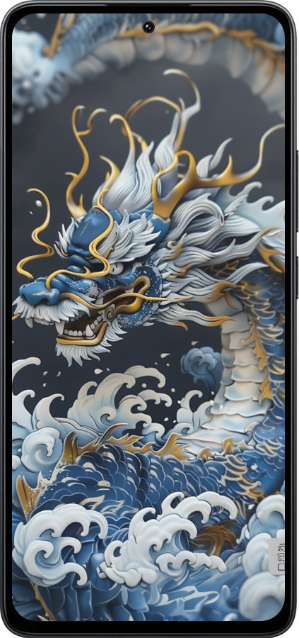 Силиконовый чехол Водяной дракон для Xiaomi Poco M7 Pro 5G - 6113u-3942 изображение 