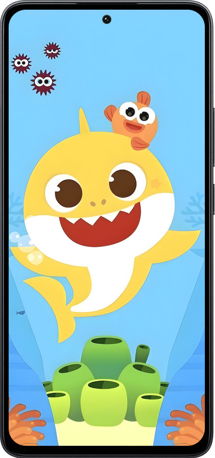 Силиконовый чехол Бейби Шарк для Xiaomi Poco M7 Pro 5G - 6303u-3942 изображение 