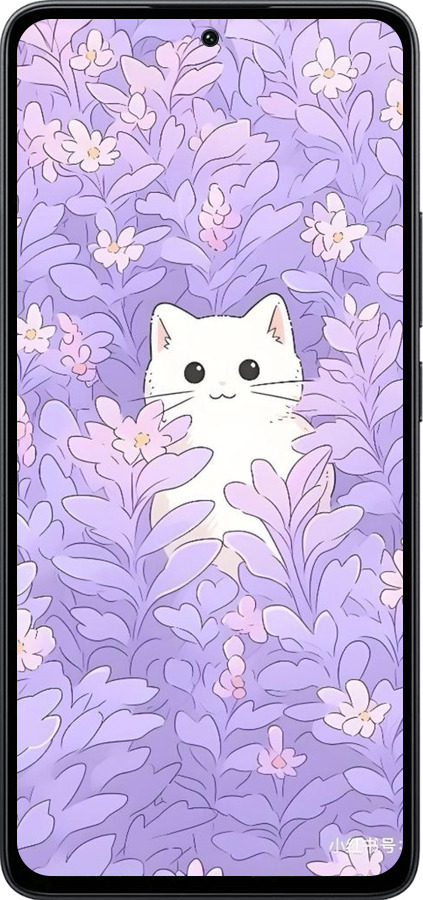 Силіконовий чехол Котик в цветах для Xiaomi Poco M7 Pro 5G - 6390u-3942 изображение 